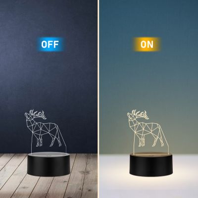 3D Illusion Deer Led Night lamp with Warm White Color Gift for Birthday